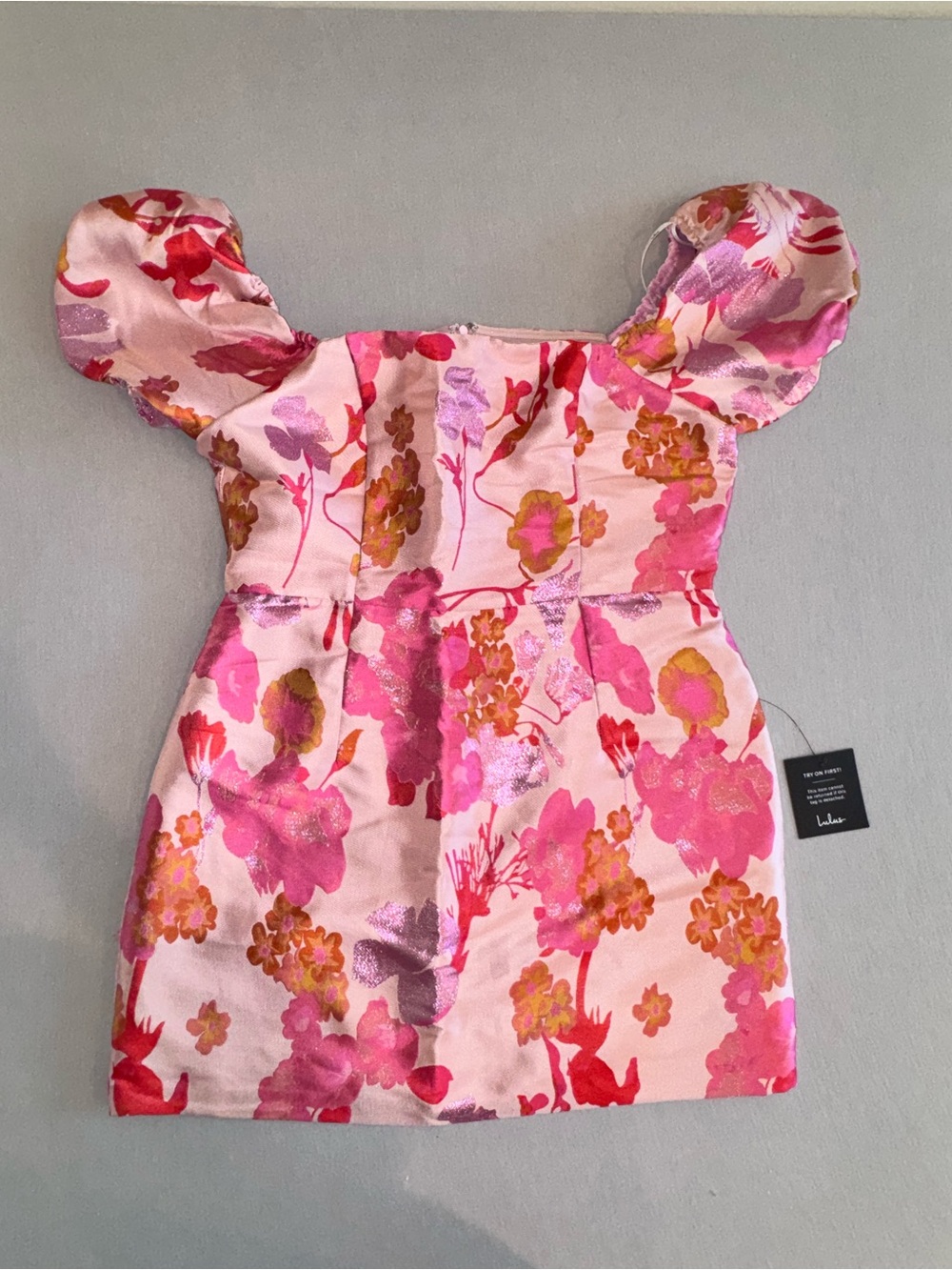NWT Lulu's Pink Floral Jacquard Mini Dress XL